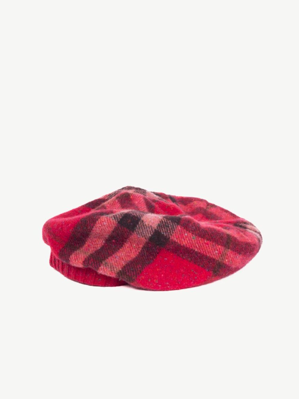 Burberry Pink Speckled-Check Wool Flannel Beret
